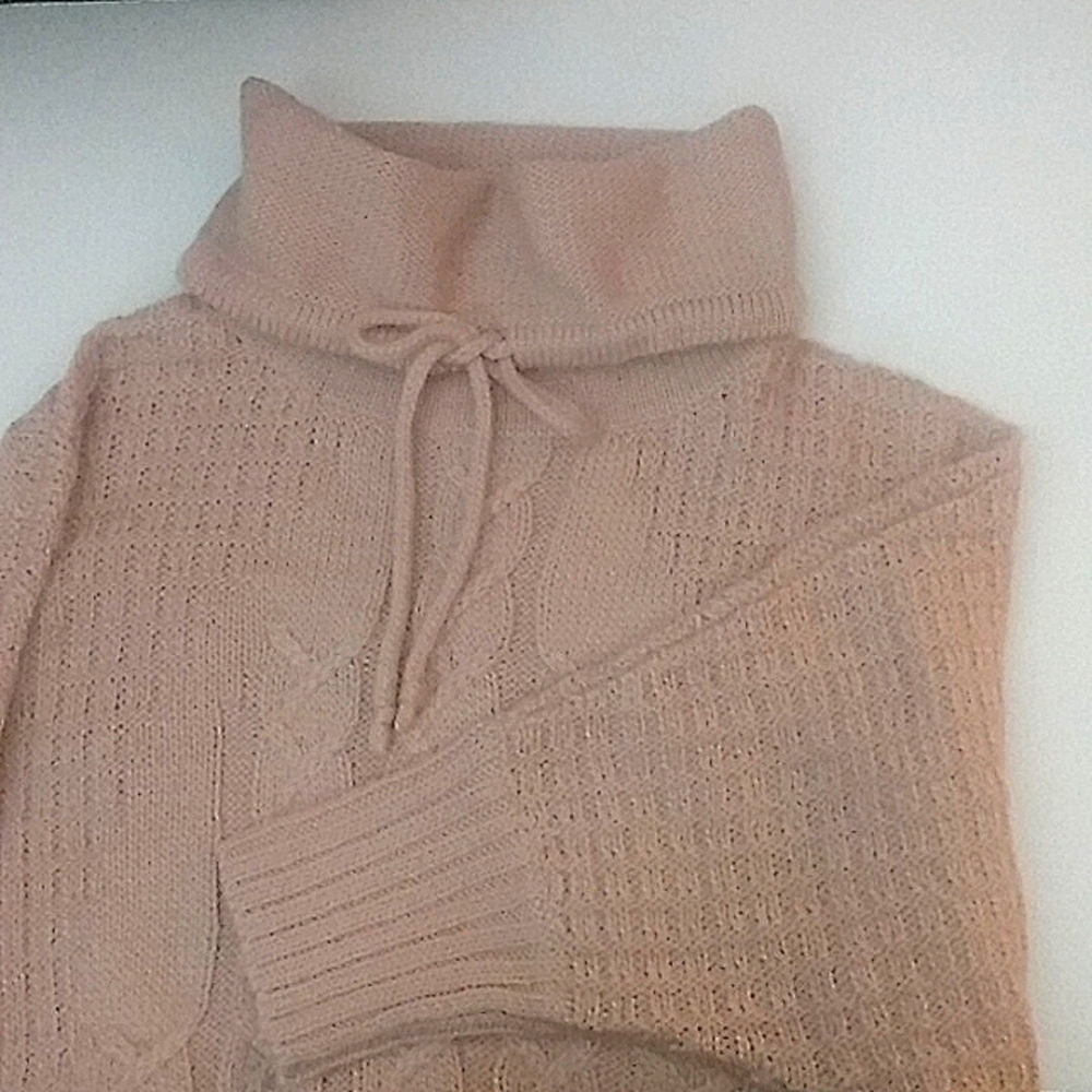 Ruby Moon Anthropologie pink wool blend slouchy cable knit dolman arm sweater M - Picture 5 of 10